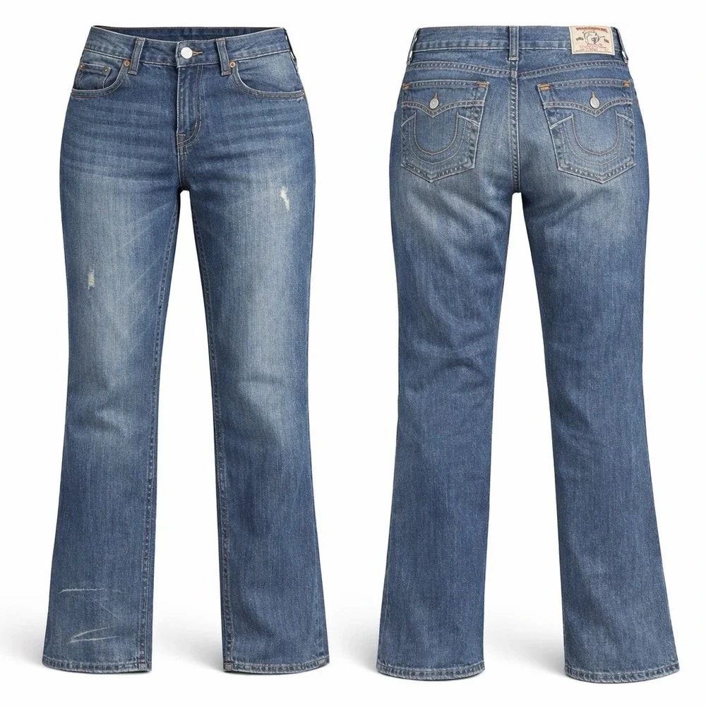 True Religion Jeans Mens 36 Ricky Straight NO FLAP Dark  STYLE  MDE800OM